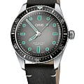 Oris Oris Divers Sixty‑Five 01 733 7707 4053-07 5 20 89  01 733 7707 4053-07 5 20 89 механические мужские часы серый циферблат, браслет кожаный — вид спереди